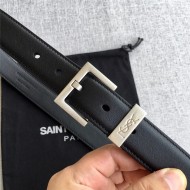 YSL BELT IN SMOOTH LEATHER 30MM 2-1031 Silver High