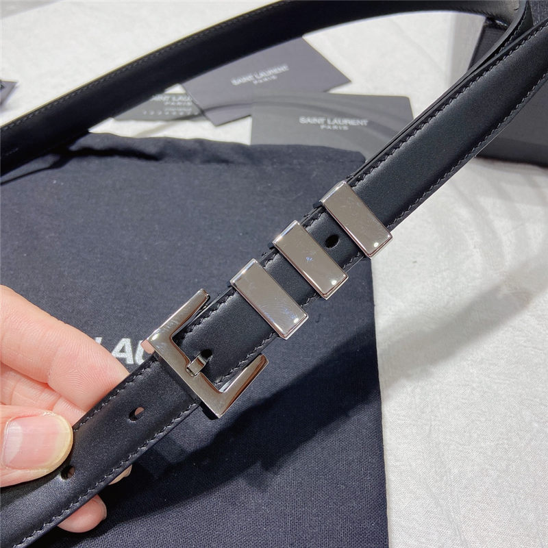 YSL BELT IN SMOOTH LEATHER 20MM 1-0510 Silver Black High