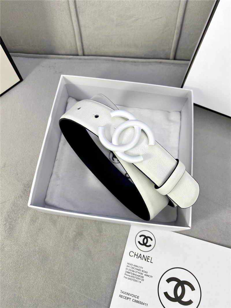 Chanel BELT Calfskin 30MM 2-1102 White 2022 High