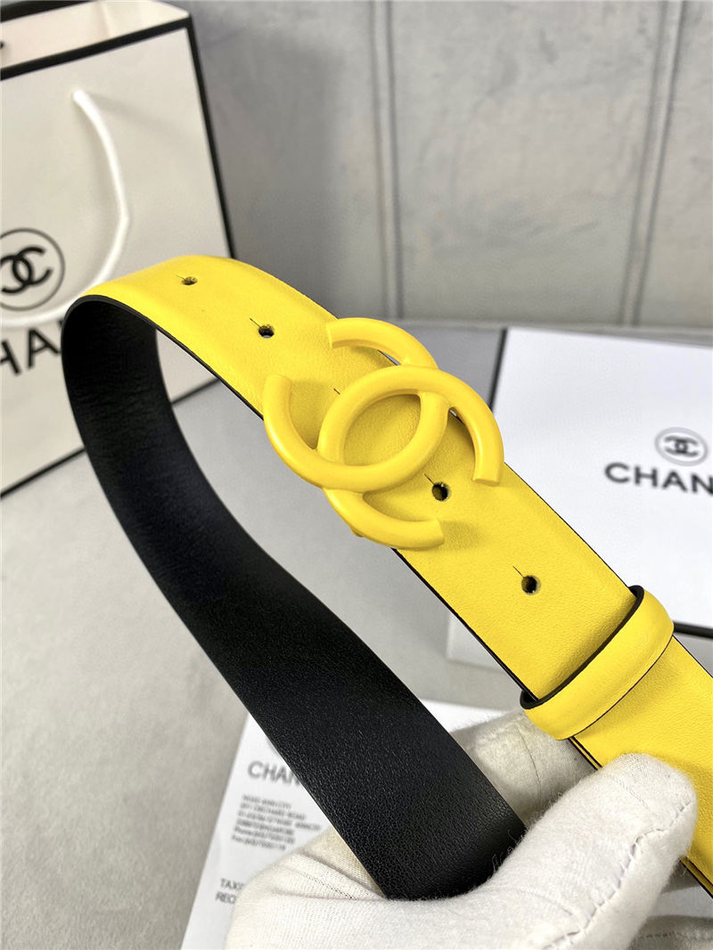 Chanel BELT Calfskin 30MM 2-1102 Yellow 2022 High