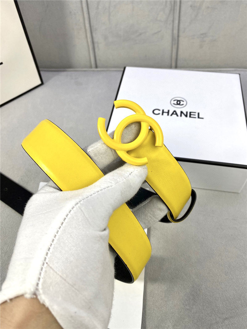 Chanel BELT Calfskin 30MM 2-1102 Yellow 2022 High