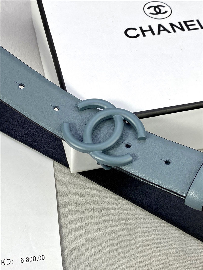 Chanel BELT Calfskin 30MM 2-1102 Grey Blue 2022 High