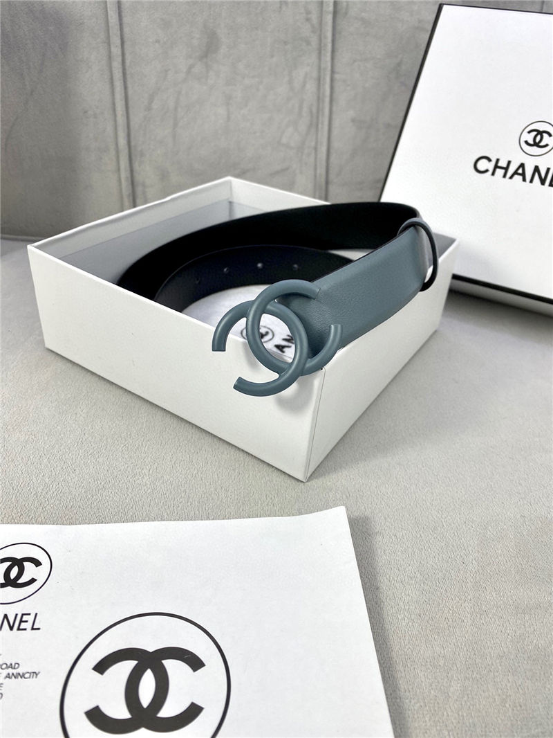 Chanel BELT Calfskin 30MM 2-1102 Grey Blue 2022 High