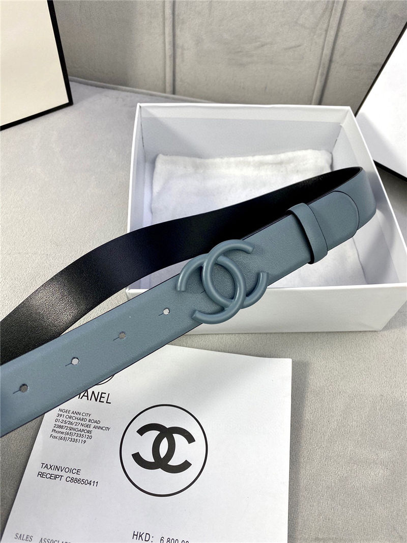 Chanel BELT Calfskin 30MM 2-1102 Grey Blue 2022 High