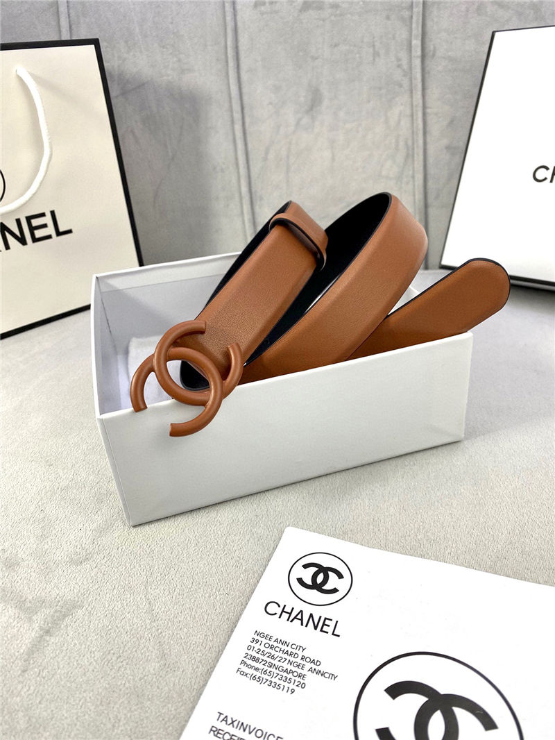 Chanel BELT Calfskin 30MM 2-1102 Brown 2022 High