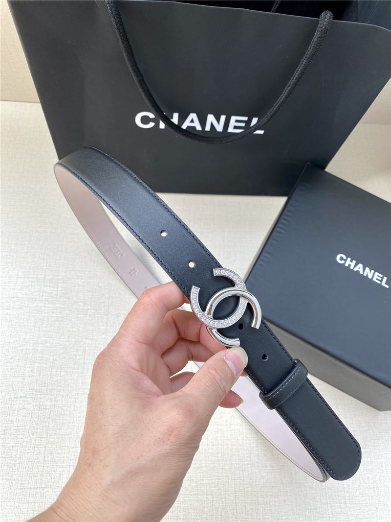 Chanel BELT Calfskin Gold/Silver Metal & Strass 30MM 2-1027 Black 2022 High