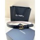 Chanel BELT Calfskin Gold/Silver Metal & Strass 30MM 2-1027 Black 2022 High