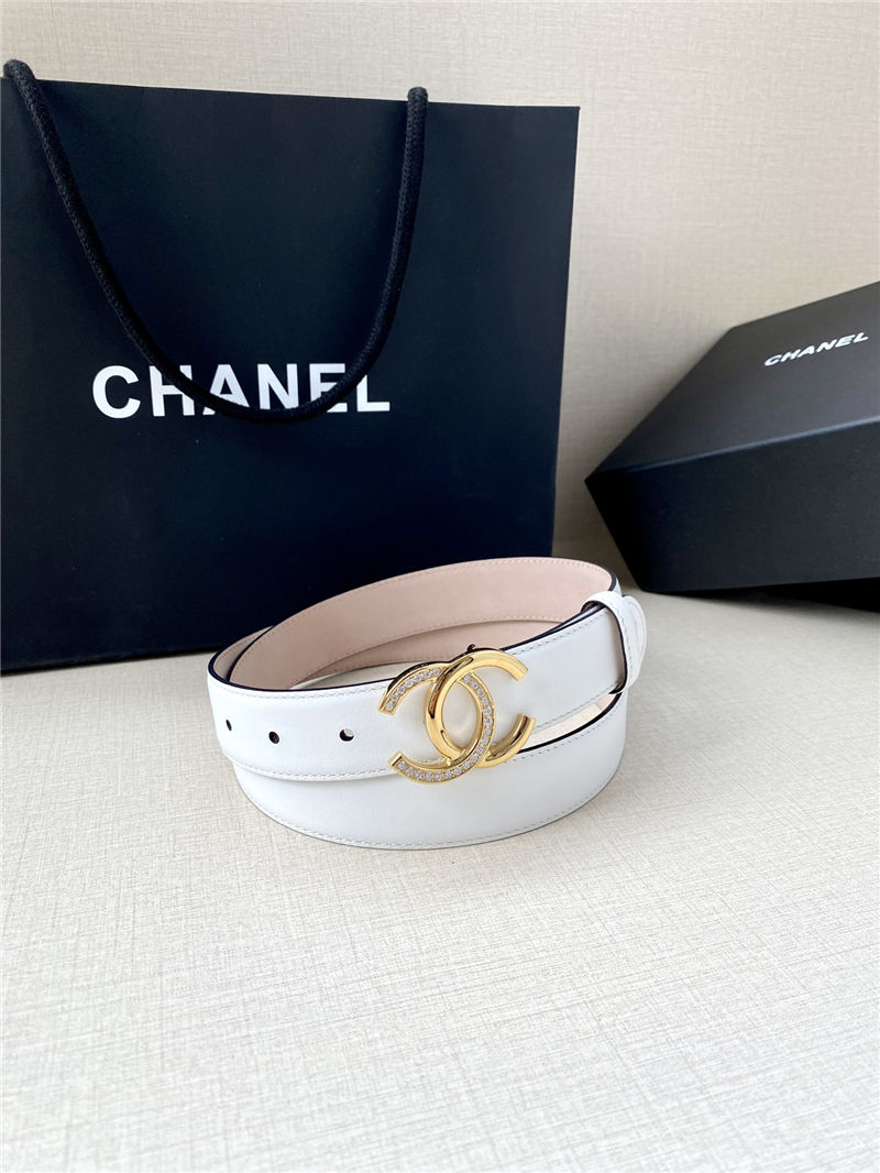 Chanel BELT Calfskin Gold/Silver Metal & Strass 30MM 2-1027 Red 2022 High