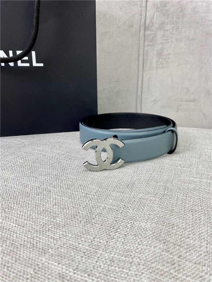 Chanel BELT Calfskin Gold/Silver Metal 30MM 2-1011 Grey Blue 2022 High