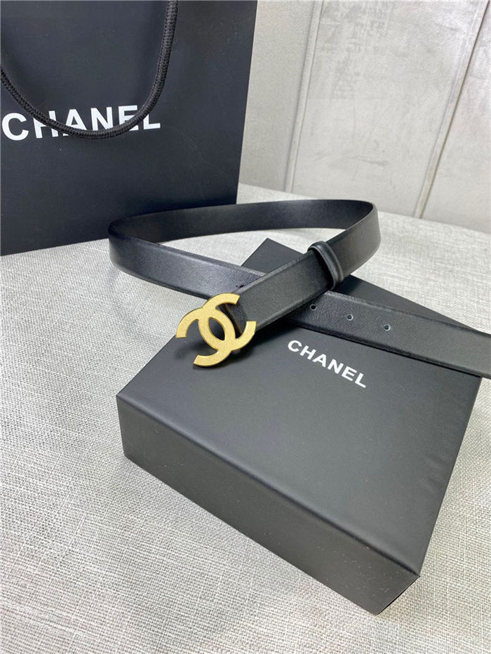 Chanel BELT Calfskin Gold/Silver Metal 30MM 2-1011 Black 2022 High