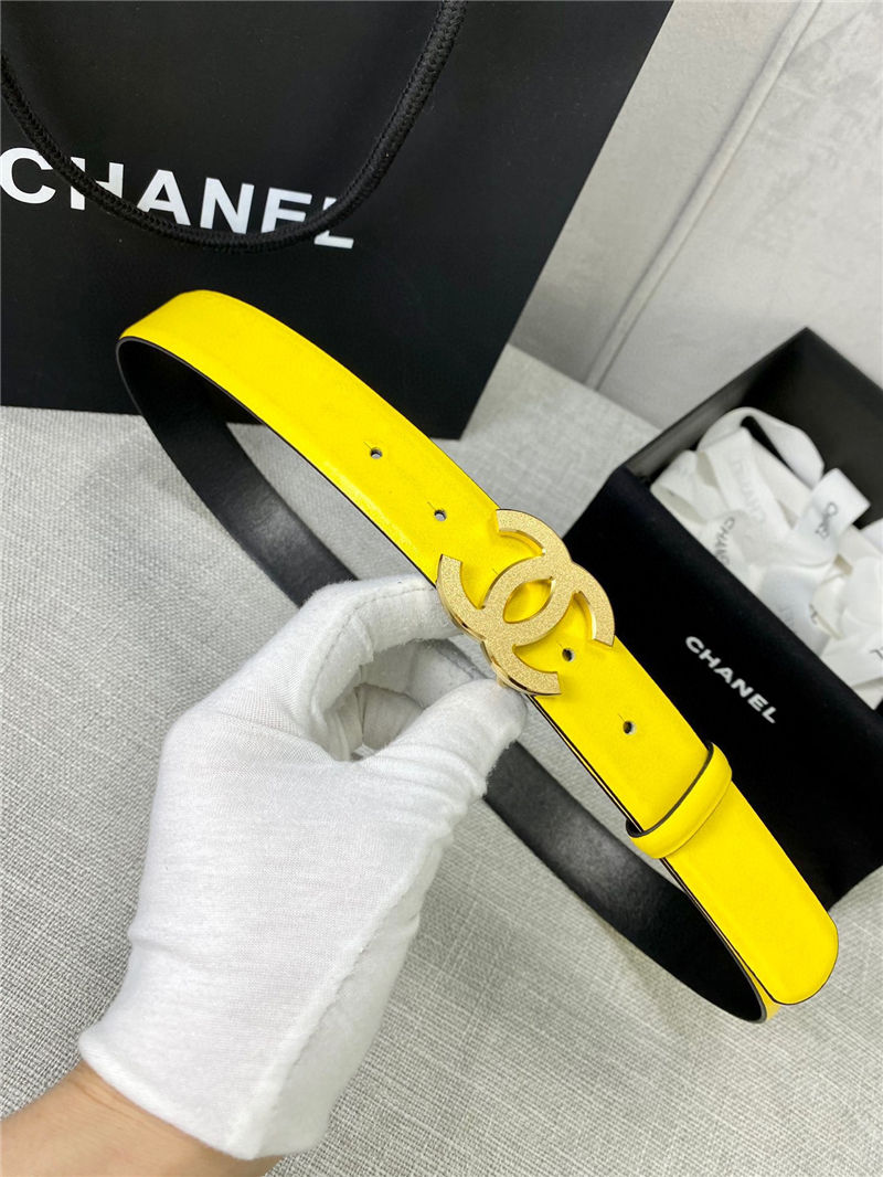 Chanel BELT Calfskin Gold/Silver Metal 30MM 2-1011 Yellow 2022 High