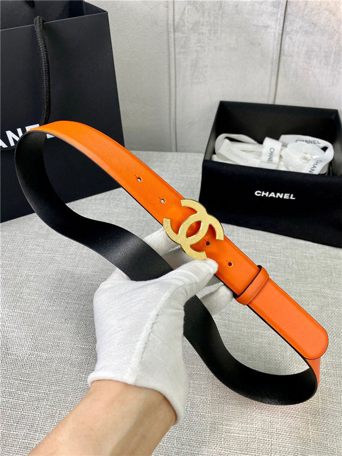 Chanel BELT Calfskin Gold/Silver Metal 30MM 2-1011 Orange 2022 High