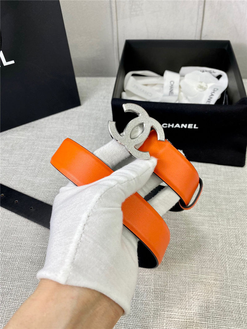 Chanel BELT Calfskin Gold/Silver Metal 30MM 2-1011 Orange 2022 High