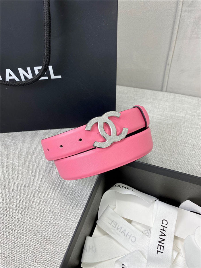 Chanel BELT Calfskin Gold/Silver Metal 30MM 2-1011 Rose Pink 2022 High