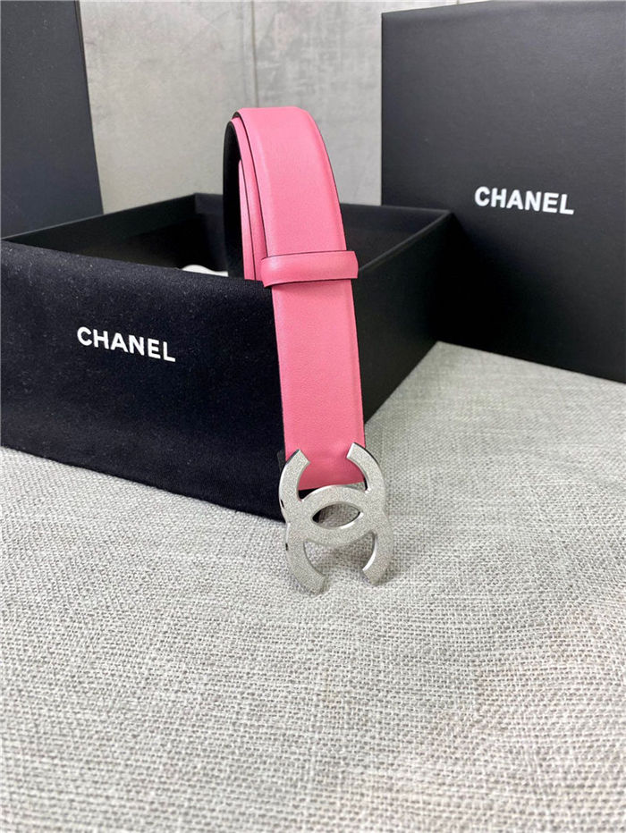 Chanel BELT Calfskin Gold/Silver Metal 30MM 2-1011 Rose Pink 2022 High