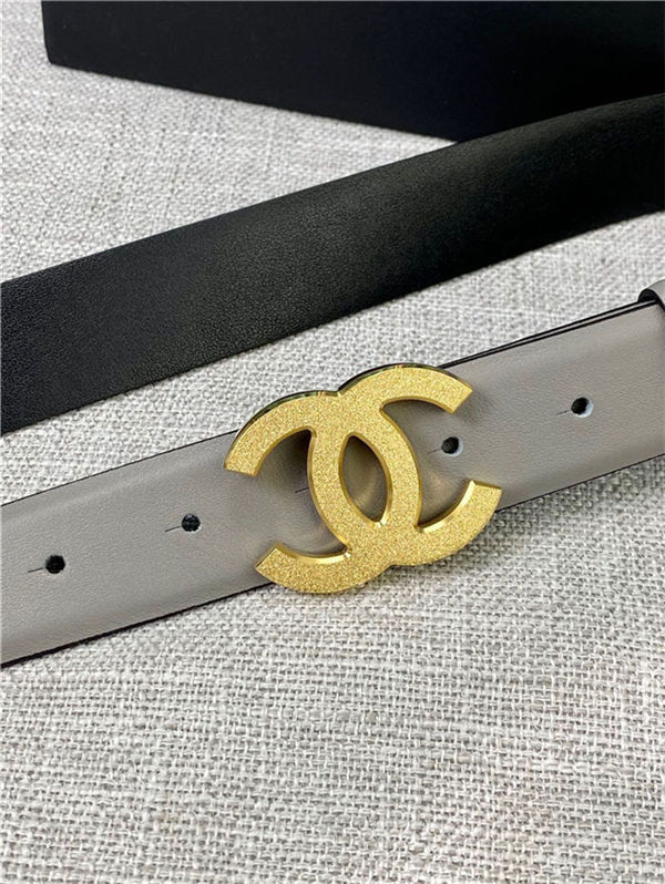 Chanel BELT Calfskin Gold/Silver Metal 30MM 2-1011 Grey 2022 High