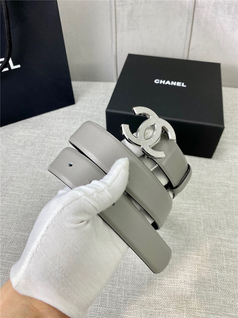 Chanel BELT Calfskin Gold/Silver Metal 30MM 2-1011 Grey 2022 High