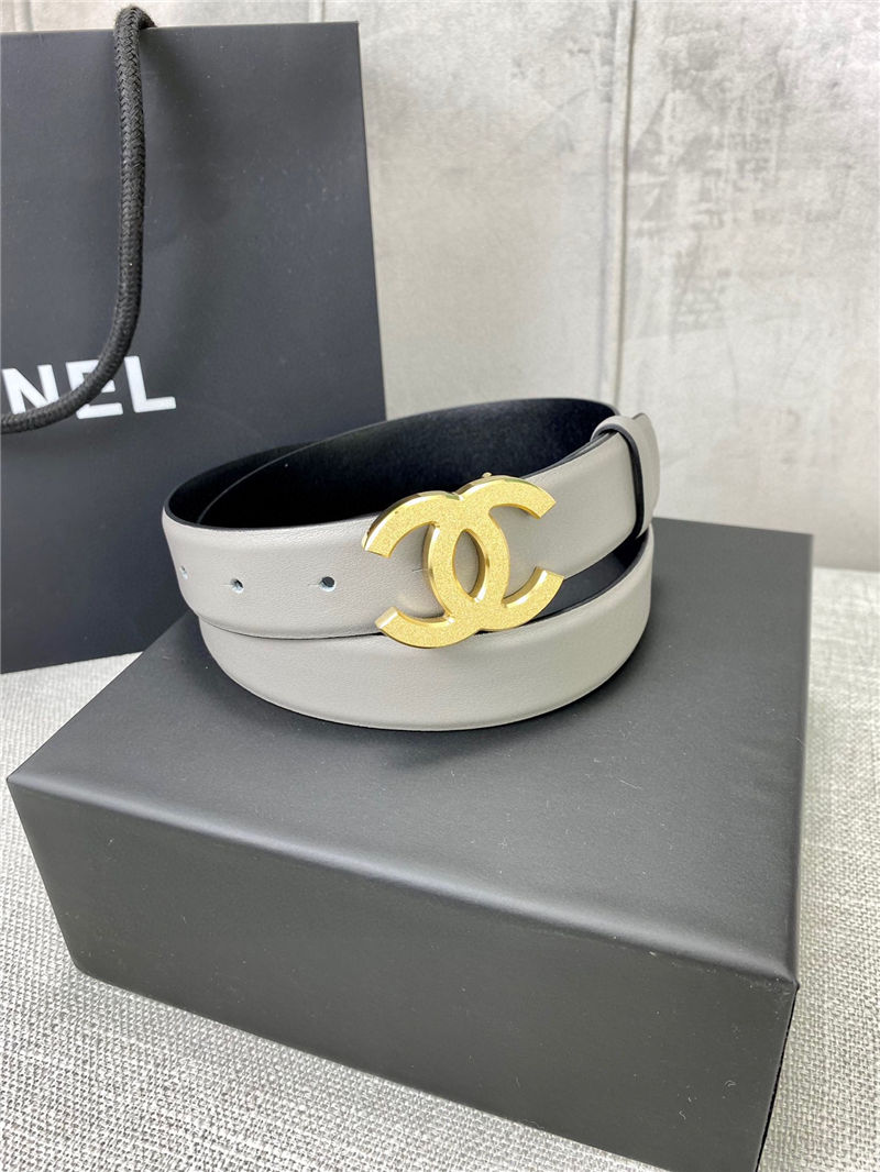 Chanel BELT Calfskin Gold/Silver Metal 30MM 2-1011 Grey 2022 High