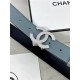 Chanel BELT Calfskin Gold/Silver Metal & Strass 30MM 2-1005 Grey Blue 2022 High