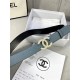 Chanel BELT Calfskin Gold/Silver Metal & Strass 30MM 2-1005 Grey Blue 2022 High