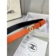 Chanel BELT Calfskin Gold/Silver Metal & Strass 30MM 2-1005 Orange 2022 High