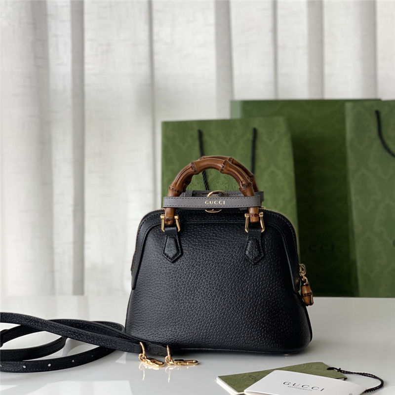 Gucci Diana mini tote bag 715775 Leather Black High