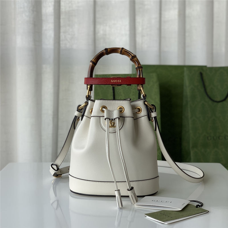 Gucci Diana mini bucket bag 724667 Leather White High