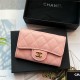 CLASSIC CARD HOLDER AP0214 Grained Calfskin Pink Gold-Tone Metal High