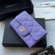 CLASSIC CARD HOLDER AP0214 Grained Calfskin Purple Gold-Tone Metal High