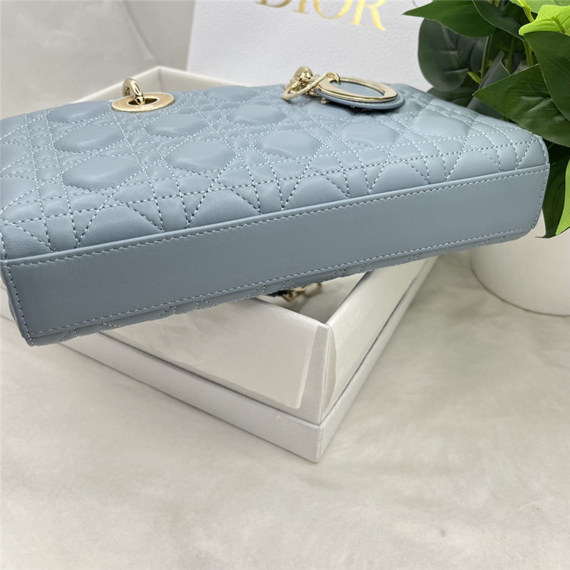 LADY D-JOY BAG MEDIUM Cannage Lambskin Grey Blue High