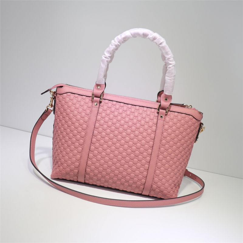 Gucci GUCCISSIMA LEATHER MICRO GG MEDIUM TOTE SHOULDER BAG 449656 Pink High