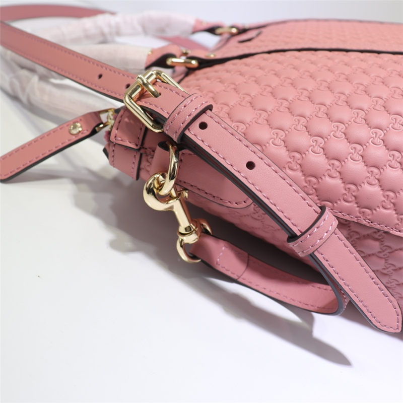 Gucci GUCCISSIMA LEATHER MICRO GG MEDIUM TOTE SHOULDER BAG 449656 Pink High