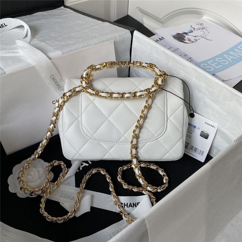 Small Flap Bag Lambskin & Gold-Tone Metal AS3749 White A