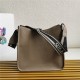 Prada hobo bag Leather 1BC073 Clay Grey High