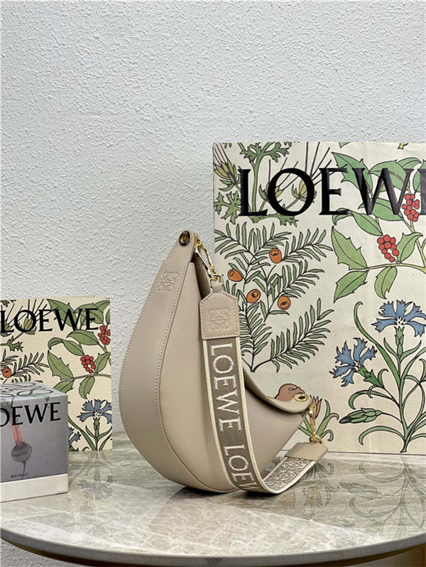 Small LOEWE Luna bag in satin calfskin and jacquard Light Oat High