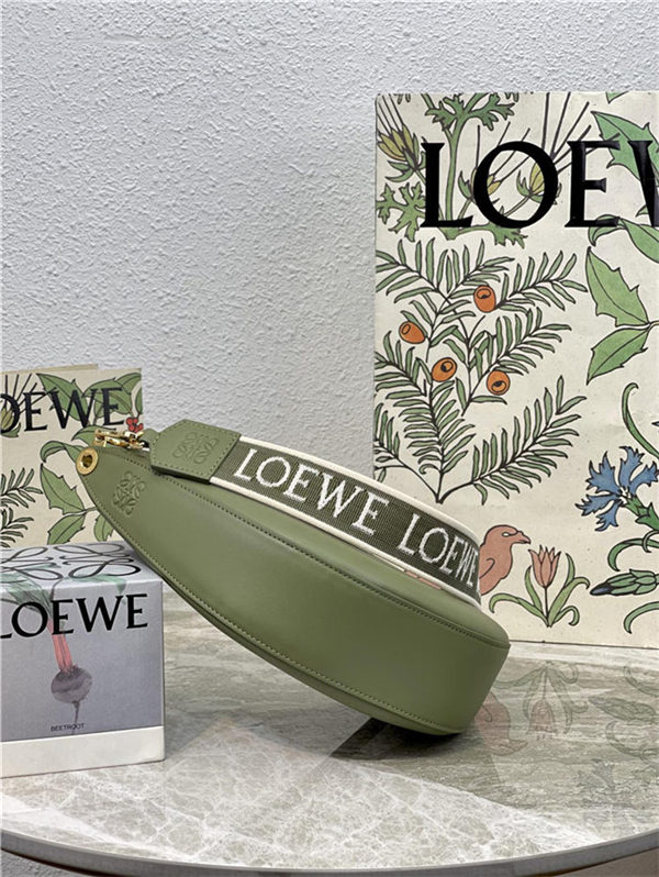 Small LOEWE Luna bag in satin calfskin and jacquard Green High