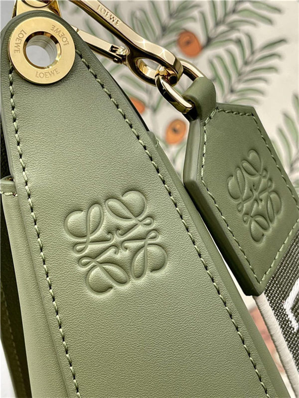 Small LOEWE Luna bag in satin calfskin and jacquard Green High