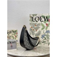 Small LOEWE Luna bag in Anagram jacquard and classic calfskin Black High