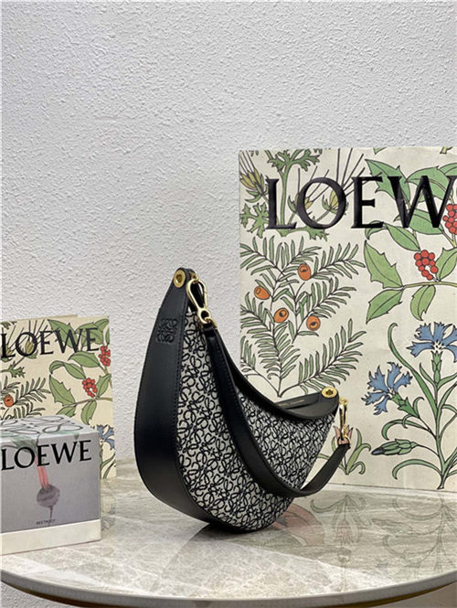 Small LOEWE Luna bag in Anagram jacquard and classic calfskin Black High