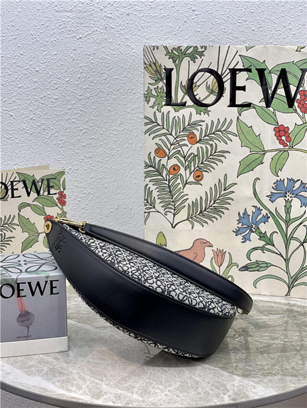 Small LOEWE Luna bag in Anagram jacquard and classic calfskin Black High