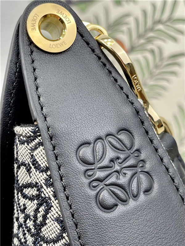 Small LOEWE Luna bag in Anagram jacquard and classic calfskin Black High