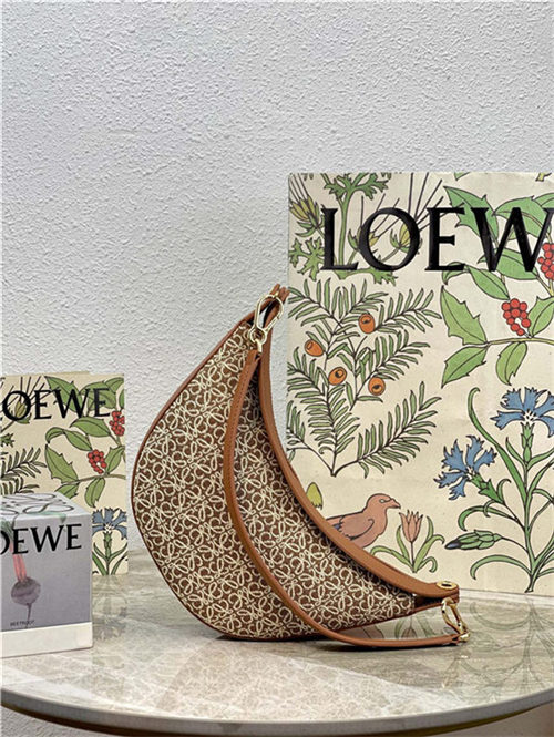 Small LOEWE Luna bag in Anagram jacquard and classic calfskin Pecan High