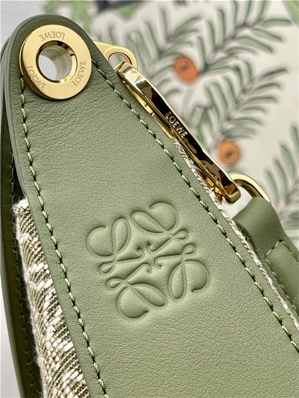 Small LOEWE Luna bag in Anagram jacquard and classic calfskin Green High