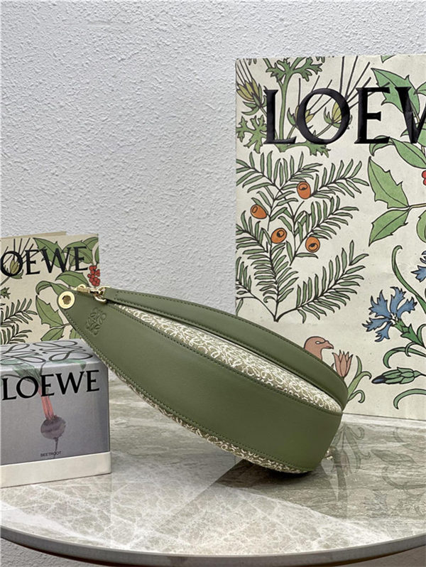 Small LOEWE Luna bag in Anagram jacquard and classic calfskin Green High