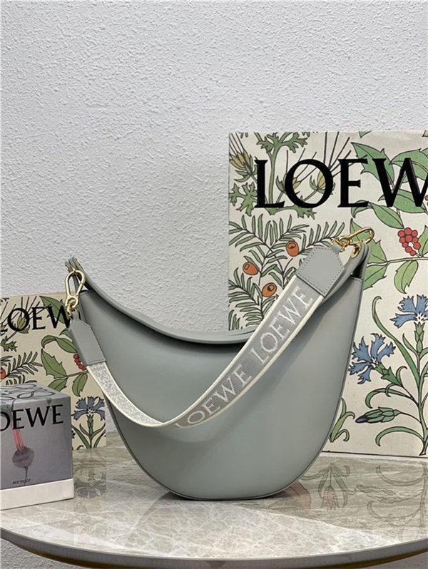 LOEWE Luna bag in in satin calfskin and jacquard Grey High