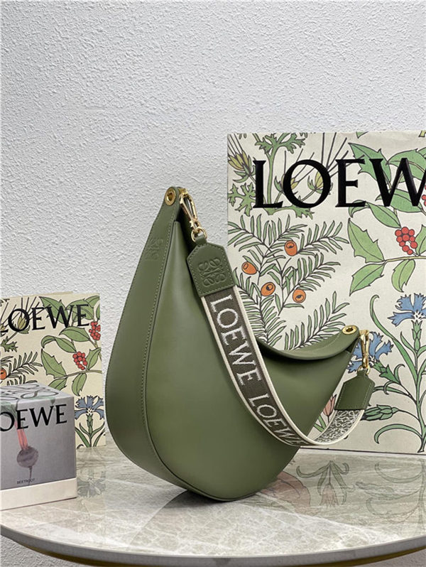 LOEWE Luna bag in in satin calfskin and jacquard Green High