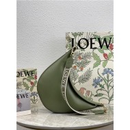 LOEWE Luna bag in in satin calfskin and jacquard Green High