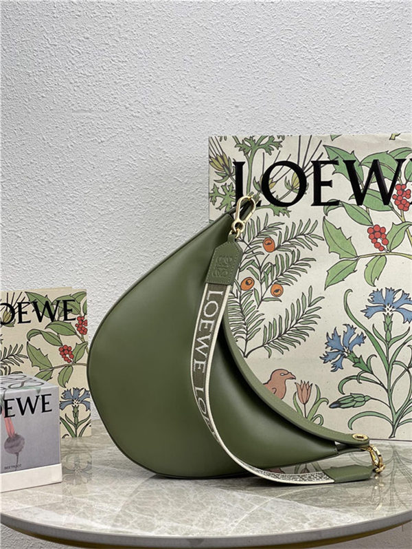 LOEWE Luna bag in in satin calfskin and jacquard Green High