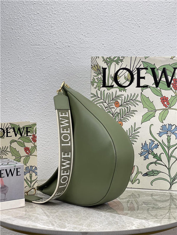 LOEWE Luna bag in in satin calfskin and jacquard Green High