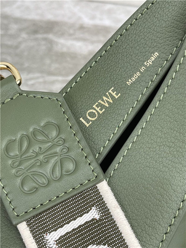 LOEWE Luna bag in in satin calfskin and jacquard Green High